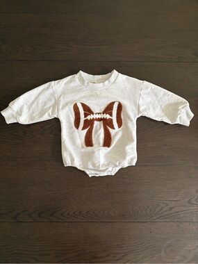 Baby Football Bow Sweatshirt Bodysuit